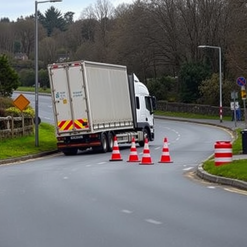 Drivers told to steer clear as stranded lorry blocks road
